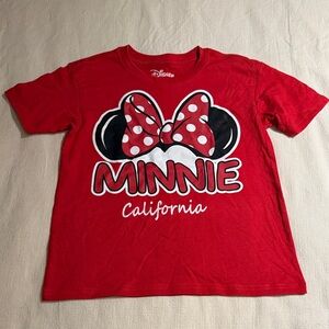 Disney Red Minnie Graphic Tee with Polka Dot Bow
